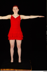 Whole Body Woman T poses White Dress Slim Standing Studio photo references